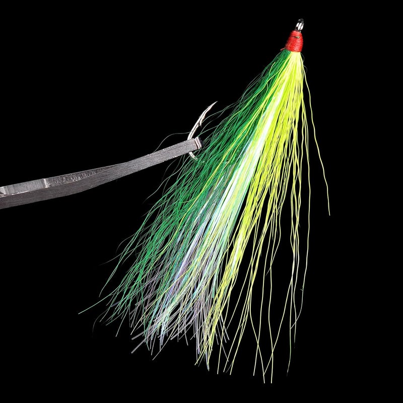 FUSIGO Bucktail Teasers Fishing Hooks Saltwater, 10pcs Fishing Teaser Lures Crystal Mylar Flash Teasers Jig Hooks for Flounder Salmon Trout Striped Sea Bass Bluefish - Image 4